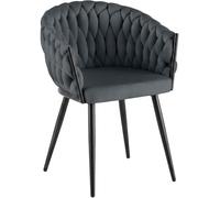 CLP Chaise de Salle à Manger Molise, revêtement Velours, Dossier, piètement Acier Noir, Charge Max. 150 kg, Assise Confortable Couleur:Gris foncé;Matériel:Velours