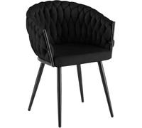 CLP Chaise de Salle à Manger Molise, revêtement Velours, Dossier, piètement Acier Noir, Charge Max. 150 kg, Assise Confortable Couleur:Noir;Matériel:Velours
