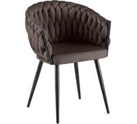 CLP Chaise de Salle à Manger Molise, revêtement Velours, Dossier, piètement Acier Noir, Charge Max. 150 kg, Assise Confortable Couleur:Marron;Matériel:Velours