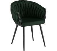 CLP Chaise de Salle à Manger Molise, revêtement Velours, Dossier, piètement Acier Noir, Charge Max. 150 kg, Assise Confortable Couleur:Vert;Matériel:Velours