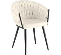 CLP Chaise de Salle à Manger Molise, revêtement Velours, Dossier, piètement Acier Noir, Charge Max. 150 kg, Assise Confortable Couleur:crème;Matériel:Velours