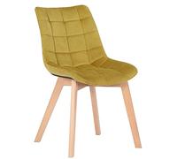 CLP Trading GmbH – Chaise de salle à manger Passaic – Velours capitonné, patins, 150 kg – Jaune
