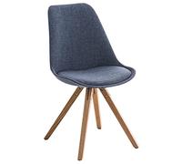 CLP Chaise De Salle A Manger PEGLEG Square Dossier Assise Tissu Pieds en Bois Carrés I Chaise Design Retro Scandinave I, Couleur:Bleu, Couleur du Cadre:Natura