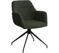 CLP Chaise de Salle a Manger pivotante Merlinda en Tissu Teddy, Fauteuil a 360 degres avec accoudoirs, Chaise rembourree et Pieds Metal Couleur:Vert foncé