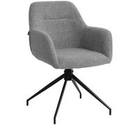 CLP Chaise de Salle a Manger pivotante Merlinda en Tissu Teddy, Fauteuil a 360 degres avec accoudoirs, Chaise rembourree et Pieds Metal Couleur:Gris