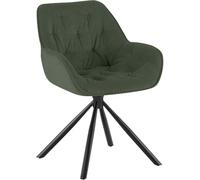 CLP Chaise de Salle à Manger pivotante Rimio, Fauteuil en Velours côtelé 180 deg avec accoudoirs, Dossier, supporte Jusqu à 150 kg Couleur:Vert