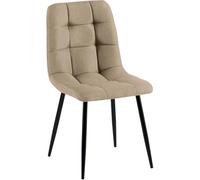 CLP Chaise de Salle a Manger rembourree Antibes, Chaise de Cuisine avec Dossier et pietement Metal Noir, Jusqu a 150 kg, Couleur:Taupe
