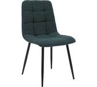 CLP Chaise de Salle a Manger rembourree Antibes, Chaise de Cuisine en Tissu Teddy avec Dossier et Pied Metal Noir, Jusqu a 150 kg Couleur:Bleu