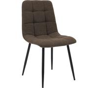 CLP Chaise de Salle a Manger rembourree Antibes, Chaise de Cuisine en Tissu Teddy avec Dossier et Pied Metal Noir, Jusqu a 150 kg Couleur:Marron