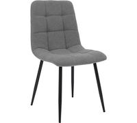 CLP Chaise de Salle a Manger rembourree Antibes, Chaise de Cuisine en Tissu Teddy avec Dossier et Pied Metal Noir, Jusqu a 150 kg Couleur:Gris