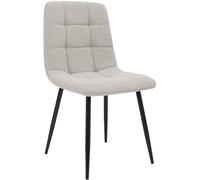 CLP Chaise de Salle a Manger rembourree Antibes, Chaise de Cuisine en Tissu Teddy avec Dossier et Pied Metal Noir, Jusqu a 150 kg Couleur:crème
