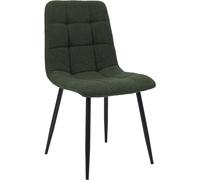 CLP Chaise de Salle a Manger rembourree Antibes, Chaise de Cuisine en Tissu Teddy avec Dossier et Pied Metal Noir, Jusqu a 150 kg Couleur:Vert