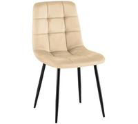 CLP Trading GmbH Chaise salle à manger Antibes velours rembourrée pied métal noir 150 kg crème
