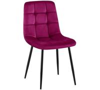 CLP Chaise de Salle a Manger rembourree Antibes, Chaise de Cuisine en Velours avec Dossier et Pied Metal Noir, Charge Max 150 kg, Couleur:Violet