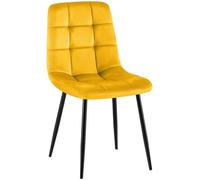 CLP Chaise de Salle a Manger rembourree Antibes, Chaise de Cuisine en Velours avec Dossier et Pied Metal Noir, Charge Max 150 kg, Couleur:Jaune