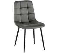 CLP Chaise de Salle a Manger rembourree Antibes, Chaise de Cuisine en Velours avec Dossier et Pied Metal Noir, Charge Max 150 kg, Couleur:Gris foncé