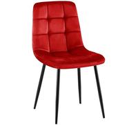 CLP Chaise de salle à manger Antibes rembourrée velours Rouge pied métal noir charge max 150 kg