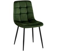 CLP Chaise de Salle a Manger rembourree Antibes, Chaise de Cuisine en Velours avec Dossier et Pied Metal Noir, Charge Max 150 kg, Couleur:Vert