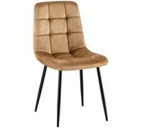 CLP Chaise de Salle a Manger rembourree Antibes, Chaise de Cuisine en Velours avec Dossier et Pied Metal Noir, Charge Max 150 kg, Couleur:Taupe