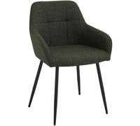 CLP Chaise de Salle à Manger rembourrée avec accoudoirs Fergus, Chaise de Cuisine en Tissu et Pieds en métal, Charge Max 150 kg | Couleur Vert