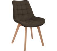 CLP Chaise de Salle à Manger rembourrée avec Dossier Brook, Chaise de Cuisine en Velours côtelé avec piètement en Bois et Patins de Protection Couleur:Marron