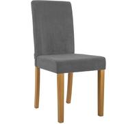 CLP Chaise de Salle à Manger rembourrée avec Dossier Ina, Chaise de Cuisine en Velours côtelé, Structure Stable en Bois, Couleur:Gris, Couleur du Cadre:Antique Clair