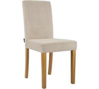 CLP Chaise de Salle à Manger rembourrée avec Dossier Ina, Chaise de Cuisine en Velours côtelé, Structure Stable en Bois, Couleur:Brun Clair, Couleur du Cadre:Antique Clair