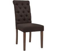 CLP Chaise de Salle à Manger rembourrée avec Dossier Lisburn, Chaise de Cuisine avec Pieds Anti-Rayures en Bois d'hévéa, Couleur: Marron, Matériel: Tissu