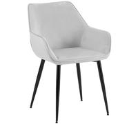 CLP Chaise de Salle à Manger rembourrée avec Dossier Luena, Chaise de Cuisine en Velours ou en Tissu, Supporter jusqu'à 150 kg Couleur:Gris Clair;Matériel:Velours