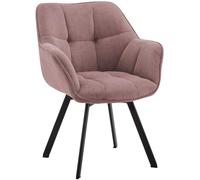 CLP Chaise de Salle à Manger rembourrée Jordi avec accoudoirs, Velours côtelé, pivotante 180°, piètement métal, Patins protège-Sol, Max 150 kg, Couleur: Rose