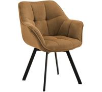 CLP Chaise de Salle à Manger rembourrée Jordi avec accoudoirs, Velours côtelé, pivotante 180°, piètement métal, Patins protège-Sol, Max 150 kg | Couleur Orange