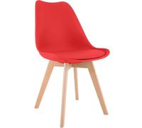 CLP Chaise de Salle à Manger rembourrée Linares, Chaise de Cuisine avec Dossier, Pieds en Bois de hêtre et Patins protecteurs, Couleur: Rouge, Matériel: Plastique