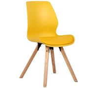 CLP Chaise de salle à manger Luna – Rembourrée, dossier, jaune, pieds en bois, supporte 136 kg