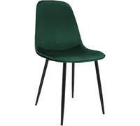CLP Chaise de Salle à Manger rembourrée Maryam, Chaise de Cuisine avec Dossier et Cadre en métal Noir, supporte jusqu'à 150 kg Couleur:Vert;Matériel:Velours