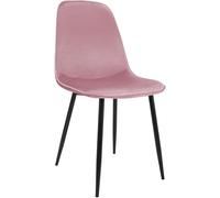 CLP Chaise de Salle à Manger rembourrée Maryam, Chaise de Cuisine avec Dossier et Cadre en métal Noir, supporte jusqu'à 150 kg Matériel:Velours;Couleur:Rose