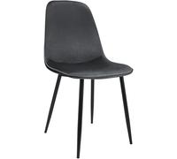 CLP Chaise de Salle à Manger rembourrée Maryam, Chaise de Cuisine avec Dossier et Cadre en métal Noir, supporte jusqu'à 150 kg | Couleur Gris foncé Matériel Velours