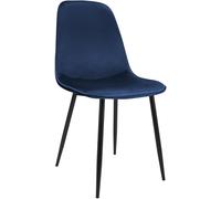 CLP Chaise de Salle à Manger rembourrée Maryam, Chaise de Cuisine avec Dossier et Cadre en métal Noir, supporte jusqu'à 150 kg Couleur:Bleu foncé;Matériel:Velours