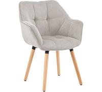 CLP Chaise de Salle a Manger rembourree Milford avec Dossier, Chaise de Cuisine en Velours cotele, Structure en hetre, pour Cuisine et Salon Couleur:crème;Matériel:Cordon