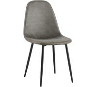 CLP Chaise de Salle à Manger rembourrée Napier, Chaise de Cuisine avec Dossier et Structure métallique, Peut Supporter jusqu'à 150 kg | Couleur Gris foncé Matériel Vintage Similicuir