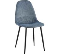 CLP Chaise de Salle à Manger rembourrée Napier, Chaise de Cuisine avec Dossier et Structure métallique, Peut Supporter jusqu'à 150 kg | Couleur Bleu foncé Matériel Tissu