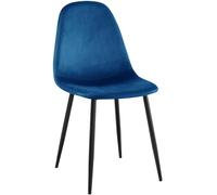 CLP Chaise de Salle à Manger rembourrée Napier, Chaise de Cuisine avec Dossier et Structure métallique, Peut Supporter jusqu'à 150 kg, Couleur:Bleu, Matériel:Velours
