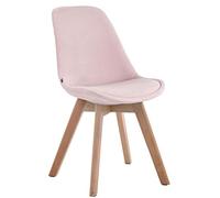 CLP Chaise De Salle A Manger Retro Borneo V2 Velours I Chaise Visiteur Pieds en Bois Syle Scandinave | Couleur Rose Couleur du Cadre Natura