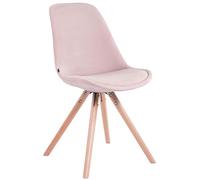 CLP Chaise De Salle A Manger Retro Toulouse en Velours I Chaise De Visiteur Chic Et Confortable I Piètement en Bois Rond, Couleur:Rose, Couleur du Cadre:Natura