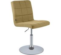 CLP Chaise de Salle à Manger Ricky, Hauteur réglable, pivotante, Tissu, Assise 360°, Base Trompette, Structure métal chromé, Couleur:Vert