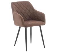 Chaise de Salle à Manger Retro Shila - CLP - Avec Accoudoirs et Pieds en Métal - Tissu ou Velours - Marron