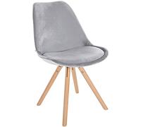 CLP Trading GmbH Chaise Sofia en velours Assise rembourrée Pieds en bois Gris clair