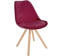 CLP Chaise De Salle A Manger Sofia en Velours I Chaise De Visiteur avec Assise Rembourré I Pieds Bois I Dossier, Couleur:Bordeaux, Couleur du Cadre:Natura (Ronde)