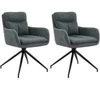 CLP Chaise de Salle à Manger Somers Tissu pivotant, 180° Fauteuil pivotant avec accoudoirs et dossiers, chaises de Cuisine rembourrées | Couleur Gris foncé