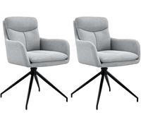 CLP Chaise de Salle à Manger Somers Tissu pivotant, 180° Fauteuil pivotant avec accoudoirs et dossiers, chaises de Cuisine rembourrées | Couleur Gris Clair