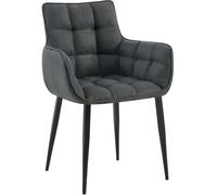 CLP Chaise De Salle A Manger Tirana en Tissu I Chaise avec Accoudoirs I Surface D'assise Matelassée I Charge Max. 200 Kg, Couleur:Gris Titan, Couleur du Cadre:Noir
